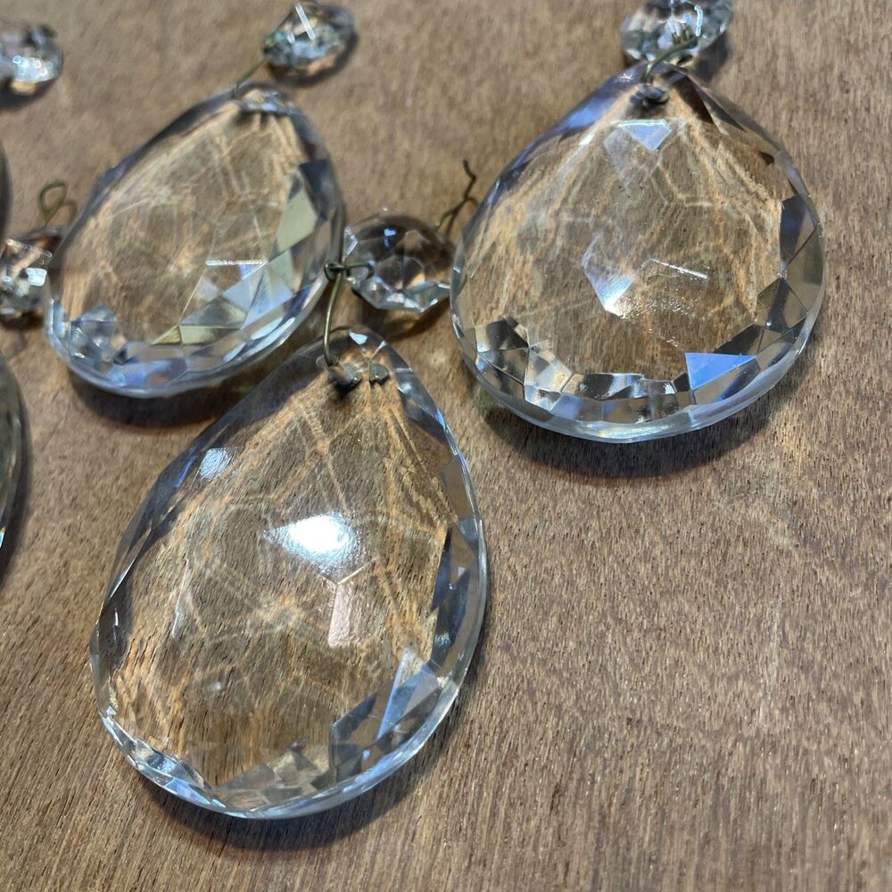 6 Antique Crystal Prisms for Chandelier 2.5” Vintage Clear Faceted Drops - Picture 5 of 10